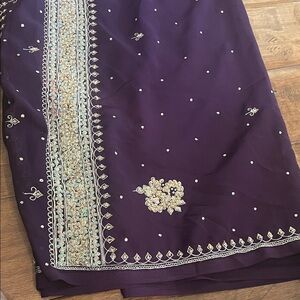 Elegant Purple Embroidered Saree